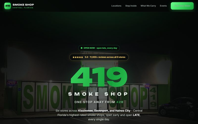 419 Smoke Shop website